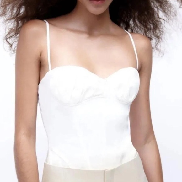 NWT Zara Ivory/White Linen Blend Corset Sz. MD - Picture 4 of 15